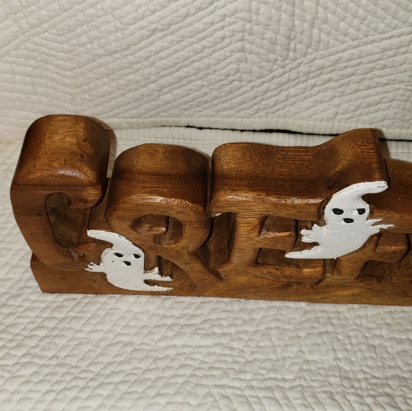 Handcrafted Wooden Halloween Decoration. - Picture 2 of 6